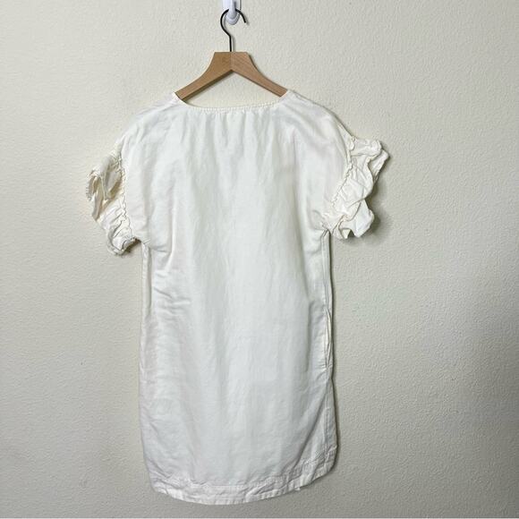 Anthropologie Maeve Linen Cotton Blend Ruffle Sleeve Shift Dress Womens Size XS - Picture 8 of 10